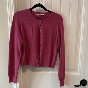 Abercrombie & Fitch Rose Pink Button-Front Crewneck Cardigan